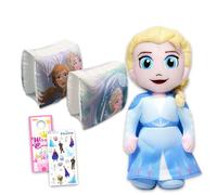 Disney Elsa - Juego de juguetes de peluche para natación, paquete con peluche Elsa de 16 pulgadas, anillo inflable, más calcomanías, más | Muñeca de peluche de Disney para niños, niñas