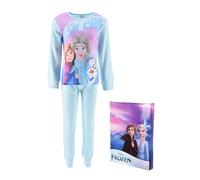 Disney Elsa Pijamas para Niña, Camiseta y Pantalon Largo Conjunto 2 Piezas para Niña, Frozen Pijama Algodon Suave Azul, Diseño Elsa Anna y Olaf, Regalo Pijama Niñas | Talla 8 Años - Azul