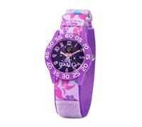Disney Encanto Isabela Girls 3-7 con esfera clásica de personajes, regalo para niñas que aman Encanto, cara fácil de leer, bisel morado y correa de nailon morado. Compra y obtén 1 reloj misterioso