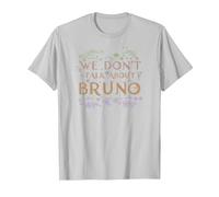 Disney Encanto We Don't Talk About Bruno Floral Camiseta, Hombre, Plata, S