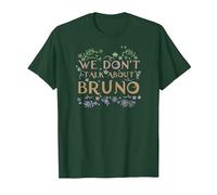 Disney Encanto We Don't Talk About Bruno Floral Camiseta, Hombre, Verde Bosque, S