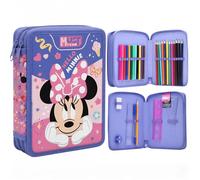Disney Estuche para lápices doble piso lleno con artículos de papelería para niños, moderno