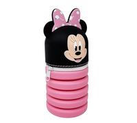 Disney Estuche extensible de silicona Minnie Mouse Mickey Mouse tamaño ajustable cierre de cremallera color negro rosa