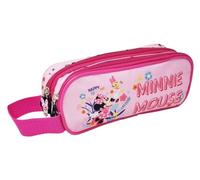 Disney Estuche Minnie Mouse Mickey Happy to Be Me para la escuela con 2 compartimentos 22 x 5 cm cierre de cremallera