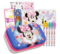 Disney Estuche para lápices de Minnie Mouse para niñas, bolsa de almacenamiento de papelería, estuche moldeado, calcomanías, marcapáginas, más | Suministros escolares de Minnie para niñas y niños