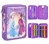 Disney Estuche para lápices doble piso lleno con artículos de papelería para niños, moderno