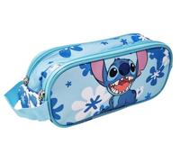 Disney Estuche Stitch para la escuela con 2 compartimentos 24 x 7 cm cierre de cremallera