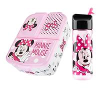 Disney Fiambrera Infantil con Compartimentos y Botella de Agua - Regalo Niña (Rosa)