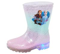 Disney Frozen 2 Botas de agua con luces intermitentes para niñas Elsa Anna, impermeables para nieve y lluvia, Blue, 6 UK Child