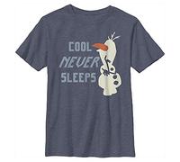 Disney Frozen 2 Olaf Never Sleeps Boy's Crew Tee, Navy Blue Heather, X-Large