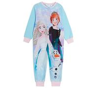 Disney Frozen 2 Pijama de Una Pieza para Niñas de Forro Polar Todo en Uno Pijamas de Forro Polar para Niños Elsa y Anna Ropa de Descanso con Cremallera, azul, 5-6 años