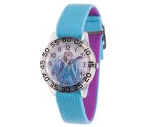 Disney Frozen 2 - Reloj para niñas de 4 a 7 años, diseño de princesa con esfera de personajes, regalo para niños, bisel transparente y correa de nailon azul y morado con cierre de velcro, compra y