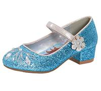 Disney Frozen 2 - Sandalias de tacón bajo con purpurina para niñas, diseño de princesa de Anna y Elsa, color azul brillante, Frozen 2, 34 EU