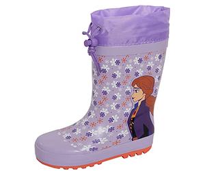 Disney Frozen 2 Tie Top Wellington Botas de agua para niñas Wellingtons Elsa Anna Botas de goma para lluvia Nieve Zapatos de agua, Lila, 30 EU