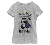 Disney Frozen Anna Birthday 5 Girl's Crew Tee, Athletic Heather, Medium