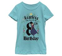 Disney Frozen Anna Birthday 8 Girl's Solid Crew Tee, Tahiti Blue, Medium