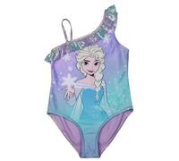 Disney Frozen - Bañador para niña con purpurina y volantes, diseño de Elsa Frozen, color lila