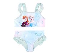 Disney Frozen Bikini con volantes para niña - Elsa & Anna Frozen - Traje de baño de dos piezas, color turquesa, turquesa, 110 cm-116 cm