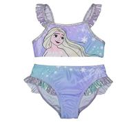 Disney Frozen Bikini con volantes para niña - Elsa Frozen - Traje de baño de dos piezas, color lila, morado, 98-104