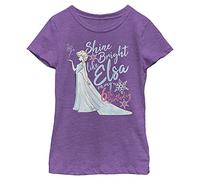 Disney Frozen Birthday Queen Six Girl's Heather Crew Tee, Purple Berry, Large
