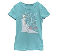 Disney Frozen Birthday Queen Six Girl's Solid Crew Tee, Tahiti Blue, Large