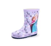 Disney Frozen Botas de Agua para Niñas | Botas de Agua para Niños con Personajes de Elsa & Anna en Púrpura | Botas de Goma Resistentes al Agua con Estampado de Copos de Nieve y Flores para Niños
