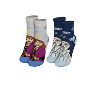 Disney Frozen - Calcetines antideslizantes para niña, diseño de Frozen (2 unidades), color gris y azul, gris/azul, 27-30
