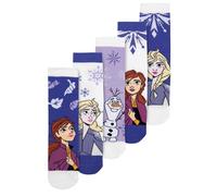 Disney Frozen - Calcetines para niña, diseño de Frozen (5 unidades), color morado y blanco, morado/blanco, 31-34