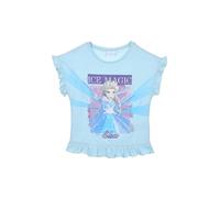 Disney Frozen Camiseta para Niñas, 'Ice Magic' Lentejuelas Camiseta Algodón Suave de Manga Corta para Niñas, Talla 4 Años | Azul
