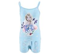 Disney Frozen Camiseta y Pantalón Corto para Niña, Diseño Elsa Pijama Conjunto 2 Piezas para Niñas, Talla 8 Años | Azul