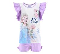 Disney Frozen Camiseta y Pantalón Corto para Niña, Diseño Elsa Pijama Conjunto 2 Piezas para Niñas, Talla 6 Años | Lila