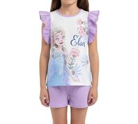 Disney Frozen Camiseta y Pantalón Corto para Niña, Diseño Elsa Pijama Conjunto 2 Piezas para Niñas, Talla 8 Años | Lila