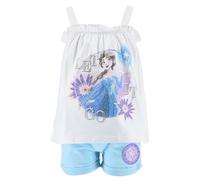Disney Frozen Camiseta y Pantalón Corto para Niña, Diseño 'Let it Go' Lentejuelas Pijama Conjunto 2 Piezas para Niñas, Talla 4 Años | Azul