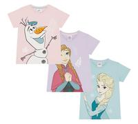 Disney Frozen: El Reino del Hielo - Elsa, Anna, Olaf - Pack de 3 Camisetas de Manga Corta para Niña en 100% Algodón - 3-4 Años: 104cm