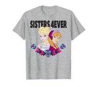 Disney Frozen Elsa and Anna Sisters 4ever Retrait Camiseta, Hombre, Gris Jaspeado, XL