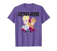 Disney Frozen Elsa and Anna Sisters 4ever Retrait Camiseta, Hombre, Morado Jaspeado, M