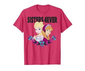 Disney Frozen Elsa and Anna Sisters 4ever Retrait Camiseta, Hombre, Rojo Jaspeado, L