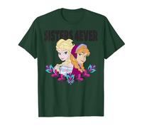 Disney Frozen Elsa and Anna Sisters 4ever Retrait Camiseta, Hombre, Verde Bosque, L