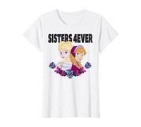 Disney Frozen Elsa and Anna Sisters 4ever Retrait Camiseta, Mujer, Blanco, XS