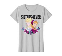 Disney Frozen Elsa and Anna Sisters 4ever Retrait Camiseta, Mujer, Plata, S