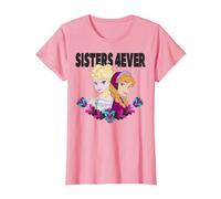 Disney Frozen Elsa and Anna Sisters 4ever Retrait Camiseta, Mujer, Rosado, M