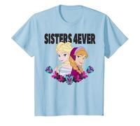 Disney Frozen Elsa and Anna Sisters 4ever Retrait Camiseta, Niños, Azul Bebé, 12 años