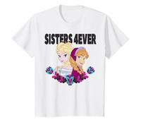 Disney Frozen Elsa and Anna Sisters 4ever Retrait Camiseta, Niños, Blanco, 12 años