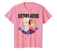 Disney Frozen Elsa and Anna Sisters 4ever Retrait Camiseta, Niños, Rosado, 8 años