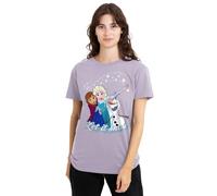 Disney Frozen Elsa Anna Olaf Let It Snow Camiseta de Mujer, Lavanda, L