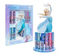 Disney Frozen Elsa Brillo de labios con soporte acrílico para guardarlo y exponerlo, brillo de labios de origen vegetal, ideal para fiestas, regalo de cumpleaños para niñas, de Townley Girl
