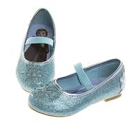 Disney Frozen Elsa Shoes - Girls Mary Jane Flats - Kids Jelly Character Princess Ana Costume Dress up Mary Jane Ballet Ballerina Flower School Party Flats Slip-on Shoes (Blue) (Size 9 Toddler)