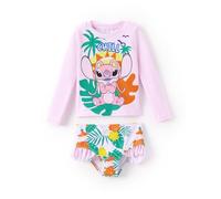Disney Frozen Elsa Stitch Marvel - Traje de baño de dos piezas de manga larga UPF50+ para niña pequeña