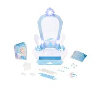 Disney Frozen Icy Table Top Vanity Tocador de Mesa Frozen con Licencia Jakks Pacific con Luces y Sonidos interactivos, Incluye guía para Hacer la Trenza de Elsa y Accesorios de Cabello