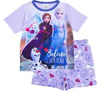 Disney Frozen II - Pijama corto de verano para niñas, diseño de Anna Elsa Olaf Pjs de 3 a 12 años Morado Morado ( 4-5 Años